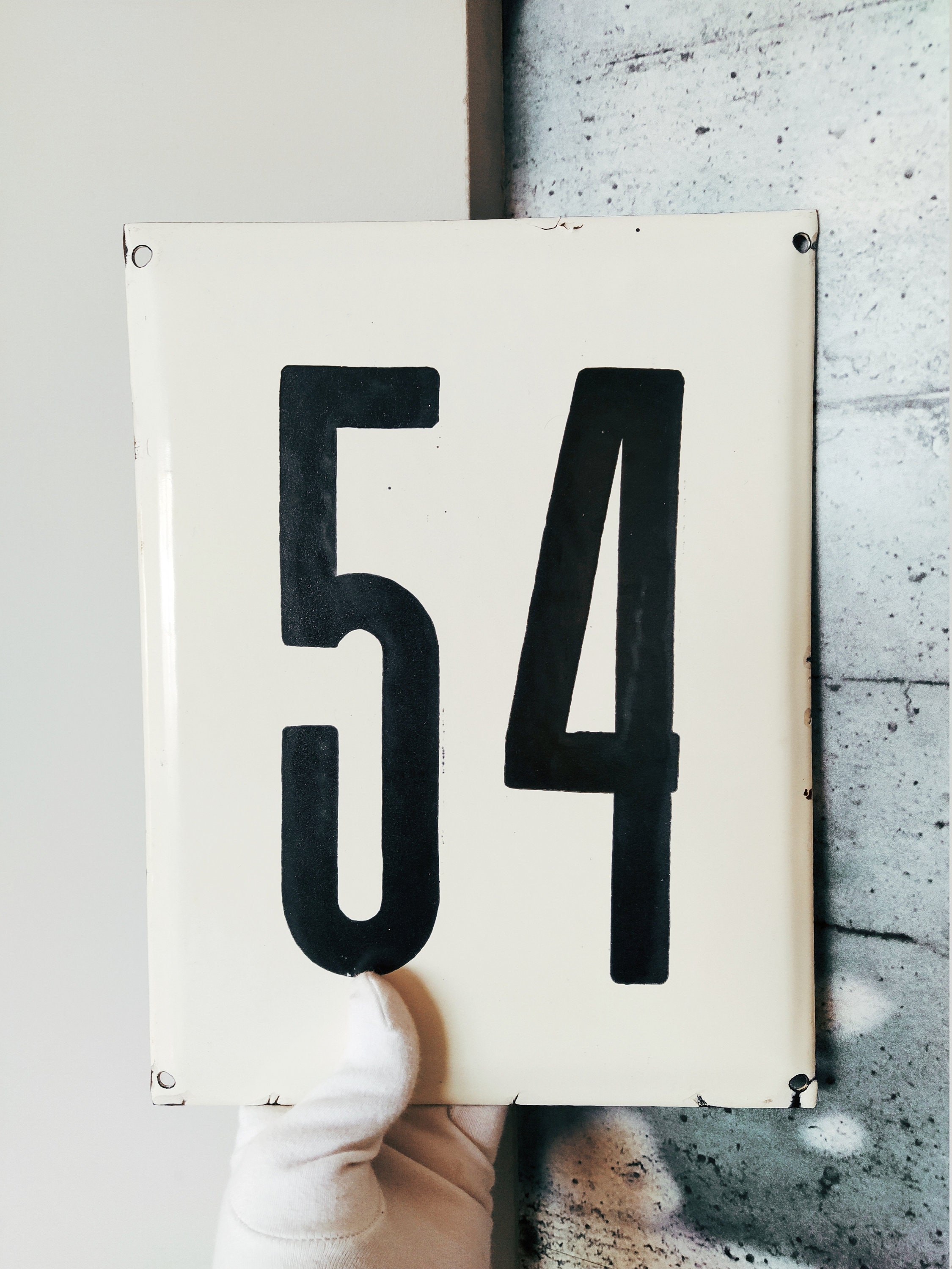 54 Large 11'' Enamel House Number Plaque Old Sign Etsy