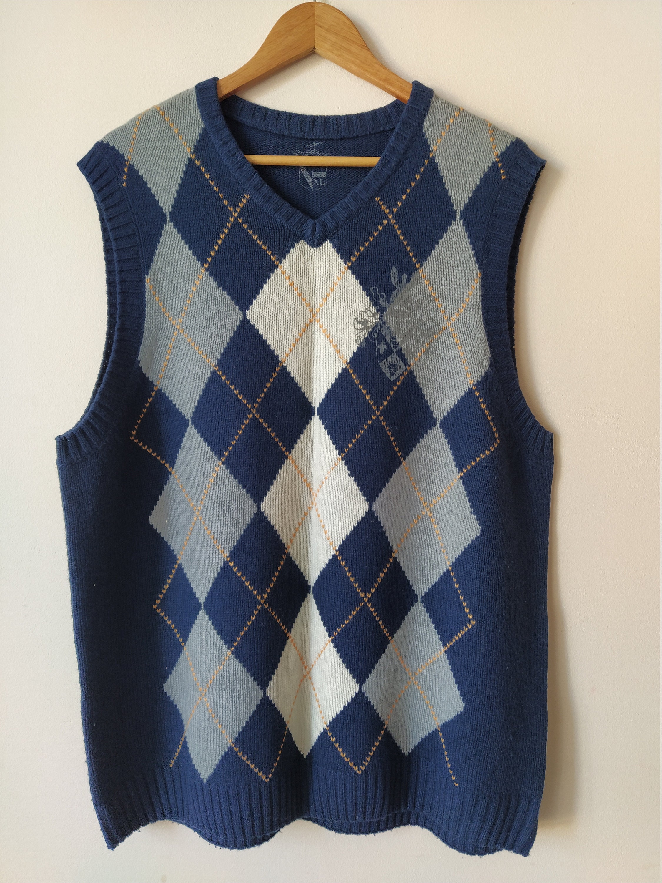 Wool Vest Mens Vneck Sweater Vest Knitted Shetland Rhombuses Etsy UK
