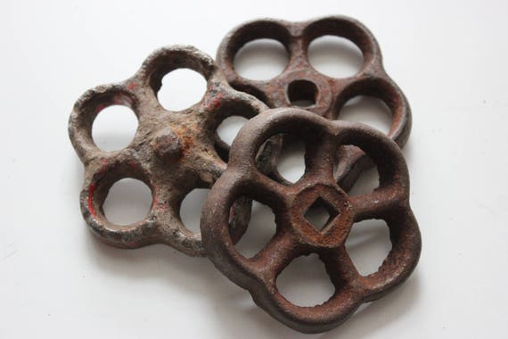 Rusty Water Tap Faucet Set 3 Garden Spigot Handles Lot Metal Etsy