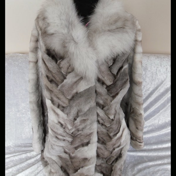 Luxury Blue Fox Fur Coat similar to MINK Coat Cream Artic Fox Jacket Bolero - Wedding Bride Cape Wrap Shawl - Norwegian Fox Gatsby Fur M-XL