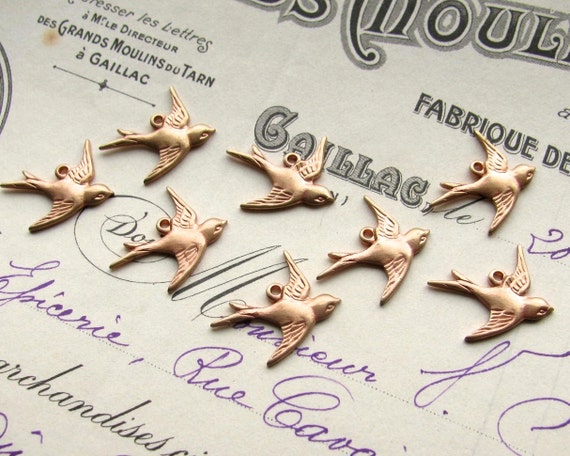 Breloques Oiseau En Laiton Est 8 Vol Breloques Hirondelle