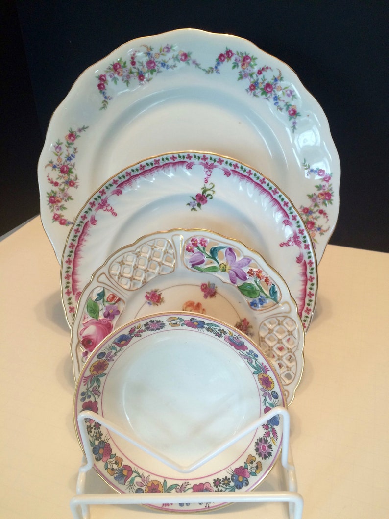 Salad and Bread Plates /& Sauce Bowl; Dinnerware; 1940-50/'s Mismatched China Place Setting; One 4-Piece Vintage Place Setting; Dinner #01
