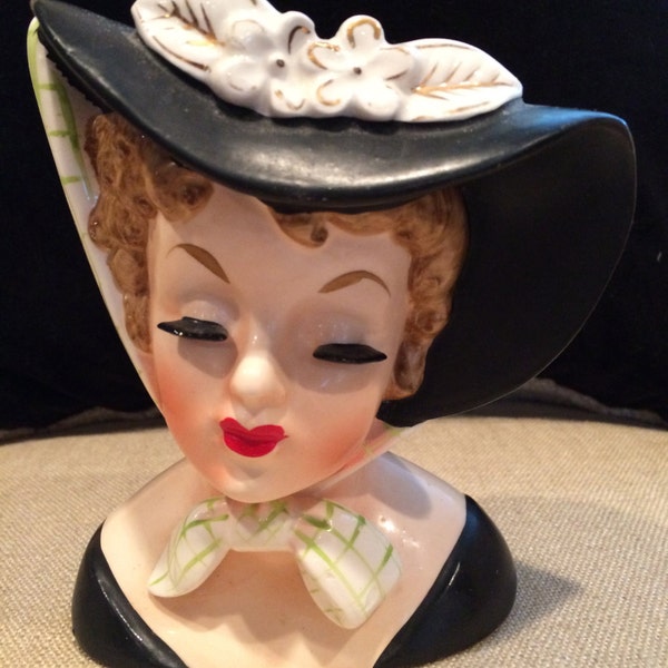 Vintage HEAD VASE Mid Century Modern 1959 Napco #C4414A, Kitsch, Lady, Retro, Ceramic, Organizer, Home Decor, Mother's Day