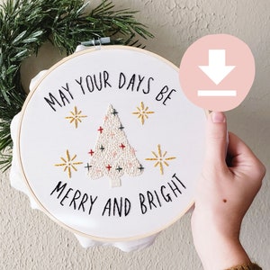 PDF Embroidery Pattern // Retro Christmas Tree Craft How To Embroider Beginner Friendly • May Your Days Be Merry and Bright