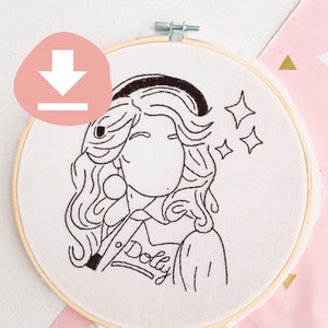 PATTERN - Dolly Parton Embroidery Pattern and Tutorial - Diy Dolly Wall Art - Learn how to embroider - Digital Craft Pattern PDF