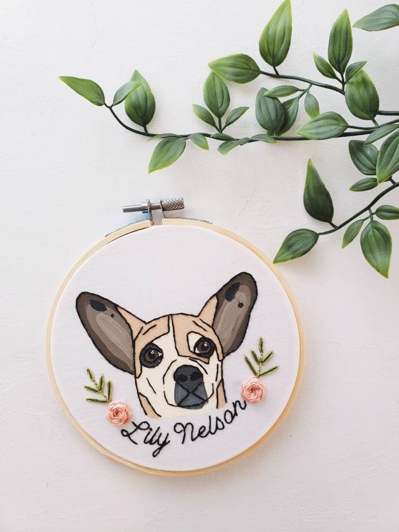 Custom Pet Portrait Embroidery Wall Art for Pet Lovers or Pet Etsy