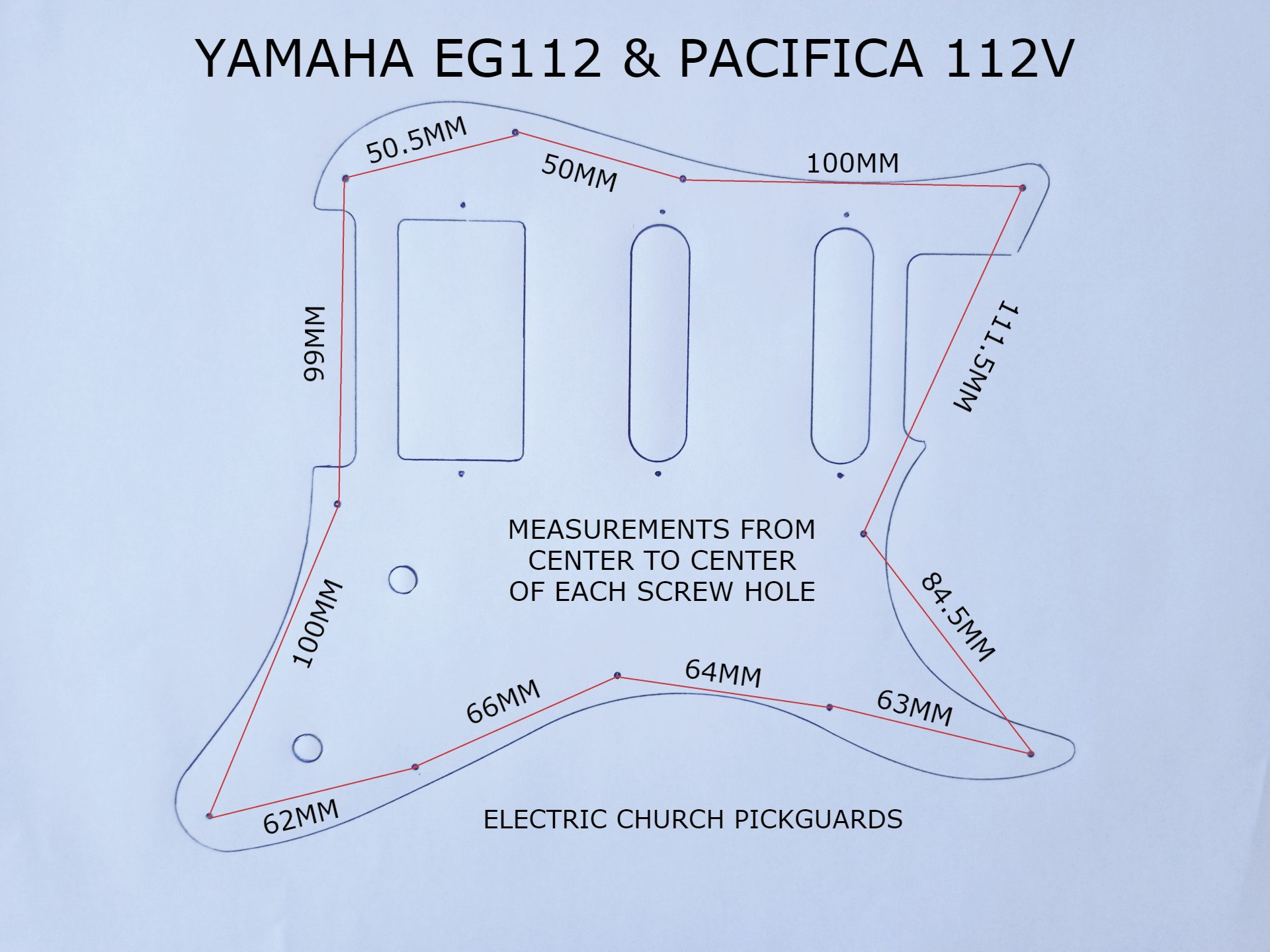 Metallisches eisblaues Acryl Pickguard für YAMAHA EG112 Gitarre 