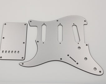 8 hole metallic silver acrylic lefthand pickguard & back plate for us/mex fender stratocaster