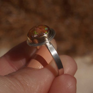 Opal Engagement Ring, Fire Opal Silver Ring, Mexican Opal Jewelry, Fine Jewelry Rings, Artisan Jewelry, Mom Christmas Gift from Daughter