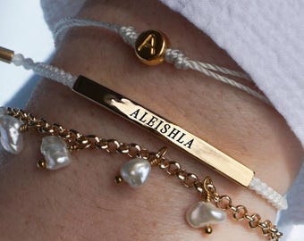 Custom Bracelet with Name Engraved Jewelry Gift for Her Personalized Friendship Bracelet for Friend Birthday Gift Girl Affirmation Bracelet
