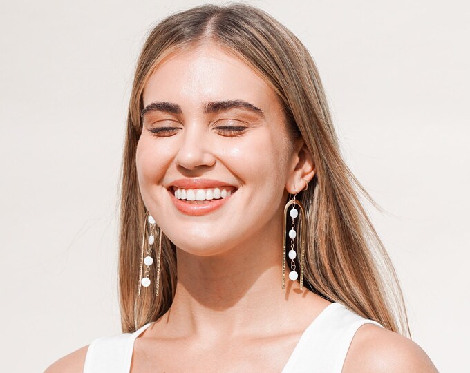 Minimalistische Dangle Earring Boho Long Earring Vrouw Verjaardagscadeau Aanwezig Kleindochter Cadeau Sieraden Minnaar Cadeau Werk Vriend Cadeau Grote Oorbel