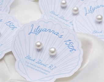 Coastal Sweet 16 Birthday Party Favor Pearl Earring Beach Quinceañera Bday Guest Gift Teen Girl Mermaid Sleepover Thank You Keepsake Token