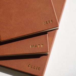 Personalized A5 Vegan Leather Journal for Women Monogram Embossed Foil Initial Notebook Stamped with Name Office Swag Gift Men Boss Gift Her