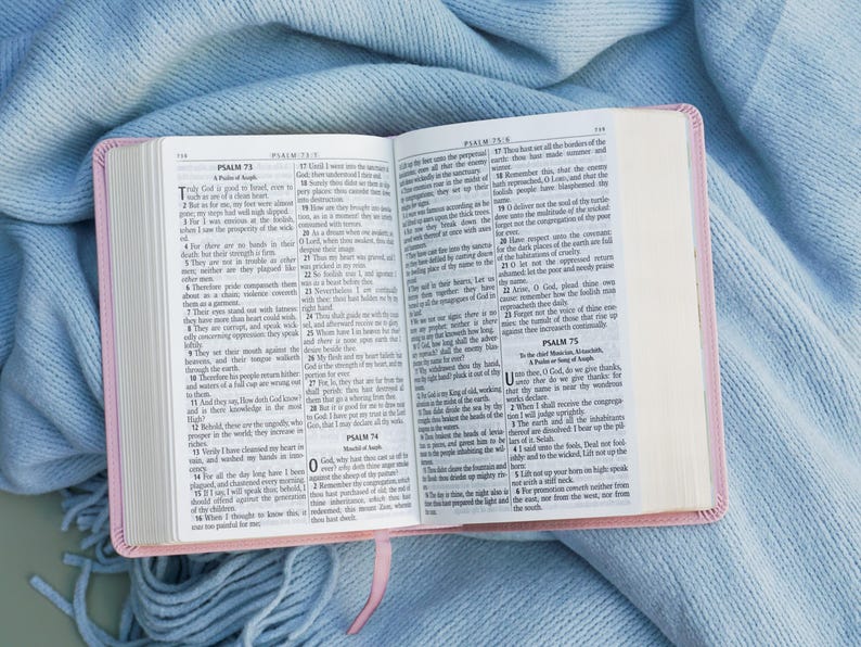 Personalized Pink Bible Christian Gift for Her Boho Flower KJV Bible with Name for Women Faux Leather Bible Custom English Holy Bible Gift