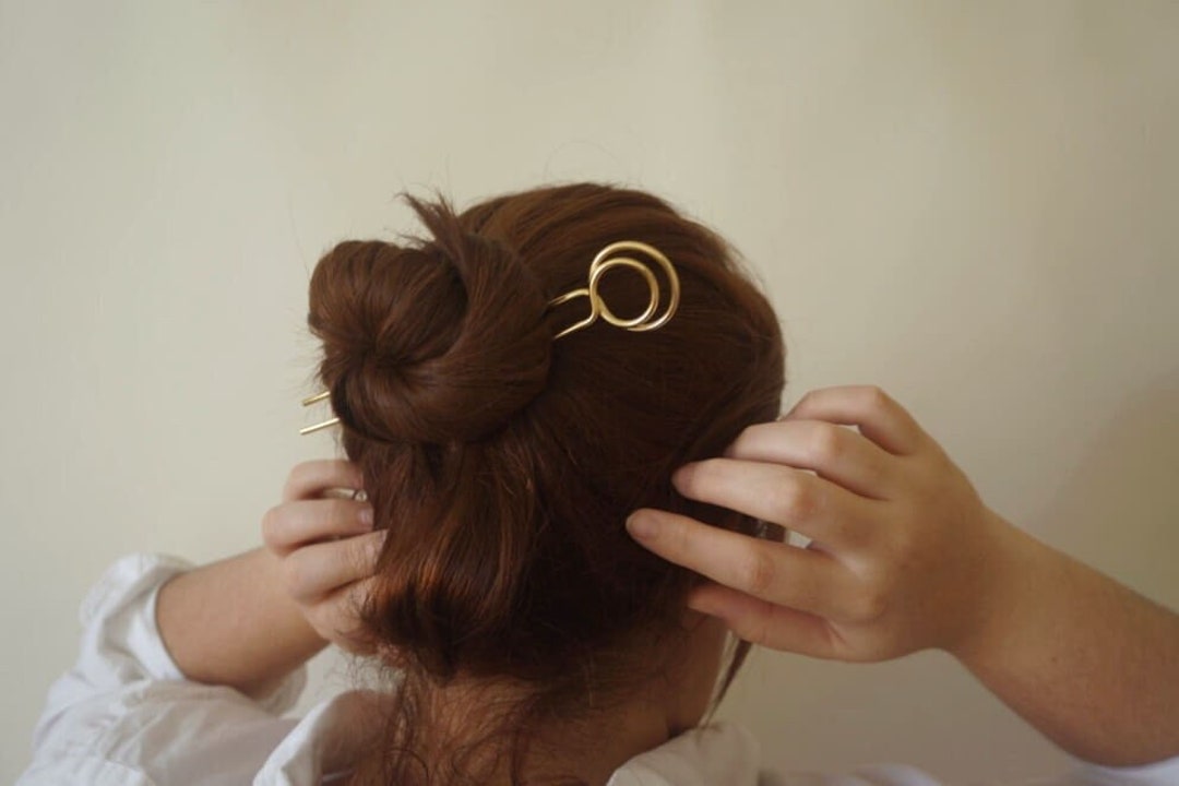 Gold Hair Clip Pin Bun Holder Messy Hair Bun Easy Gift Her Etsy