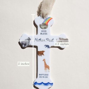 Personalized Baby Boy Baptism Gift Ceramic Cross Name Christian Keepsake Newborn Dedication Christening Presentation Grandbaby Gift Idea