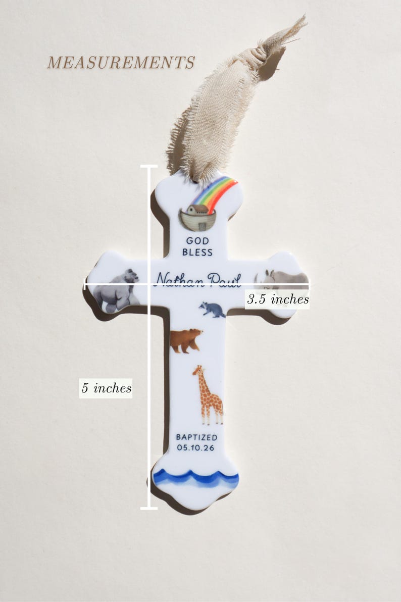 Personalized Baby Boy Baptism Gift Ceramic Cross Name Christian Keepsake Newborn Dedication Christening Presentation Grandbaby Gift Idea