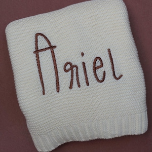 Embroidered Custom Blanket for Baby Boy Neutral Ivory Blanket with Name Baptism Gift Idea Grandbaby Gift Newborn Baby Shower Keepsake yGift New Baby
