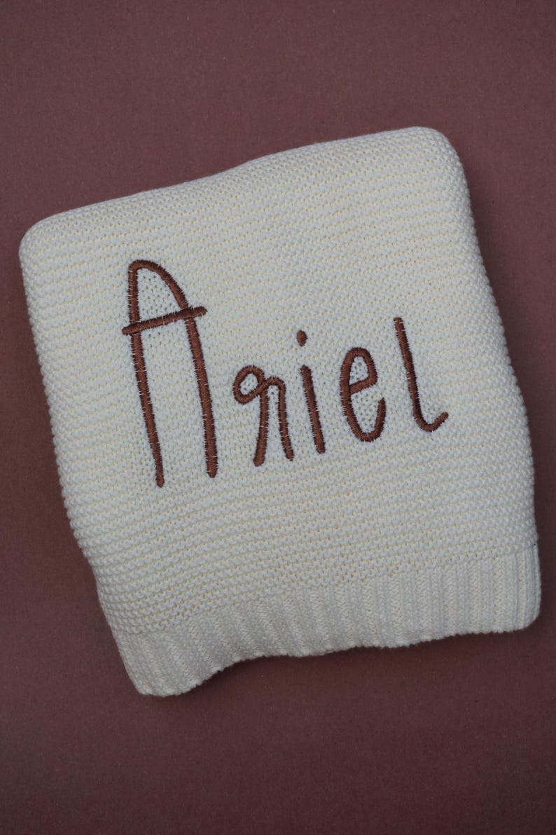Embroidered Custom Blanket for Baby Boy Neutral Ivory Blanket with Name Baptism Gift Idea Grandbaby Gift Newborn Baby Shower Keepsake yGift New Baby