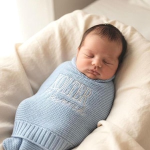 Personalized Baby Boy Blanket Embroidered Baby Shower Gift Newborn Dedication Grandbaby Girl Keepsake Name Reveal Prop Hospital Announcement