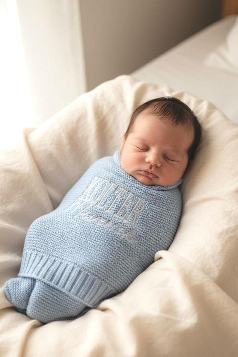 Personalized Baby Boy Blanket Embroidered Baby Shower Gift Newborn Dedication Grandbaby Girl Keepsake Name Reveal Prop Hospital Announcement