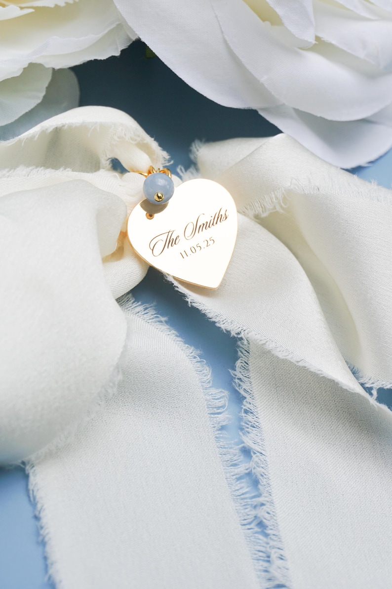 Personalized Bouquet Charm Gift for Bride Something Blue Gift Daughter Wedding Gift from Mom Wedding Bouquet Keepsake Charm Wedding Date