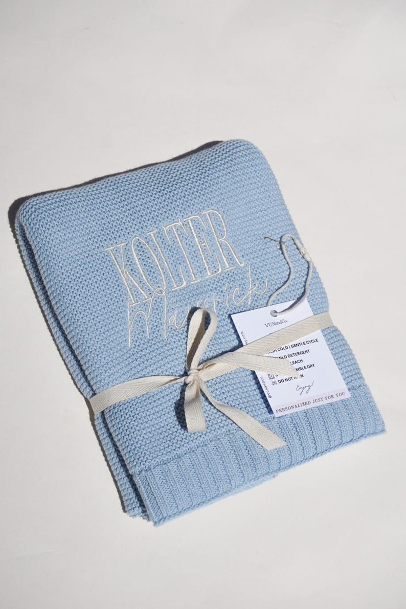 Embroidered Custom Blanket for Baby Boy Neutral Ivory Blanket with Name Baptism Gift Idea Grandbaby Gift Newborn Baby Shower Keepsake yGift New Baby
