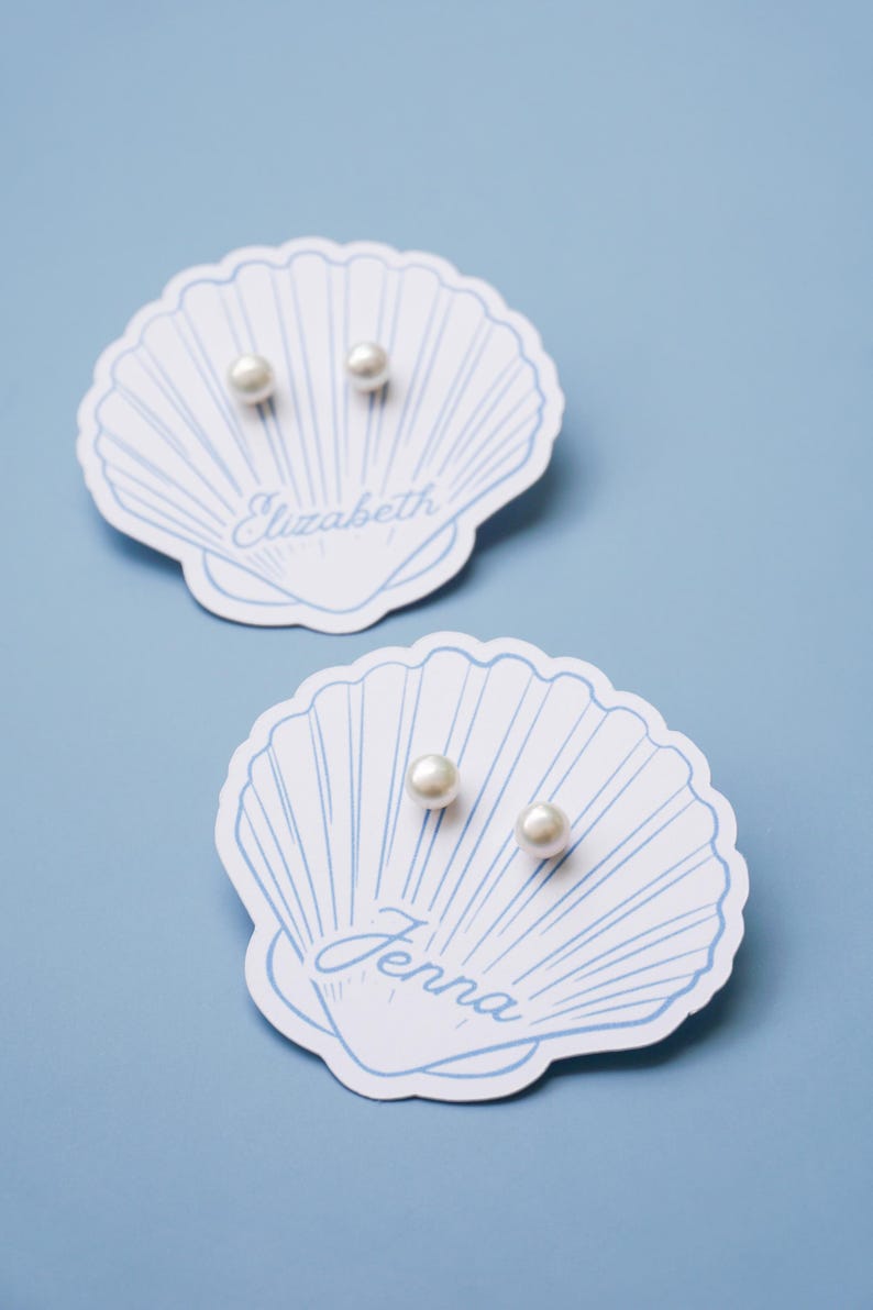 Shell Bachelorette Bridal Party Favor Gift Pearl Earring for Bridesmaid Proposal Gift Box Filler Wedding Team Gift Idea for Wedding Party