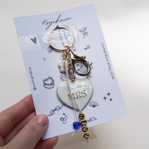 Mrs Keychain Bride Key Chain Best Friend Engagement Gift for Her Friend Newly Engaged Gift Bride to Be Gift Idea Just Engaged Gift Key Ring image 8
