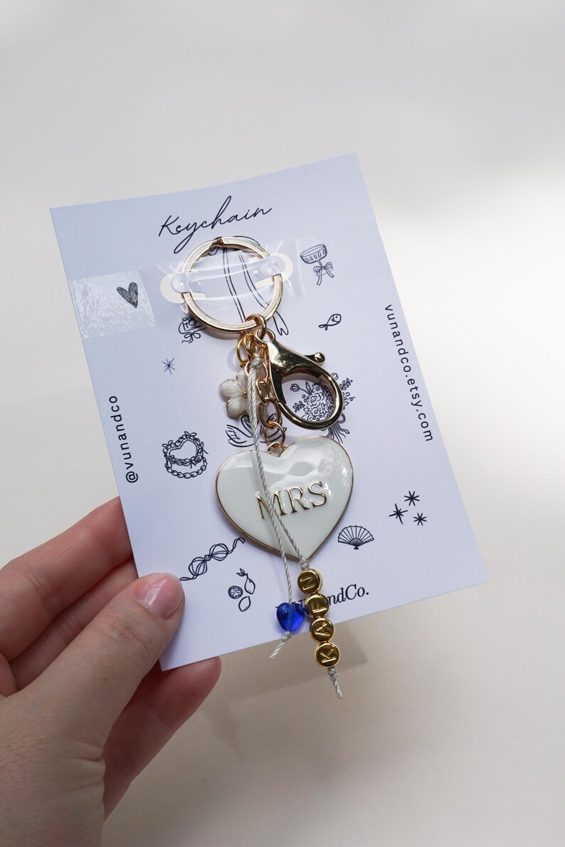 Mrs Keychain Bride Key Chain Best Friend Engagement Gift for Her Friend Newly Engaged Gift Bride to Be Gift Idea Just Engaged Gift Key Ring image 8