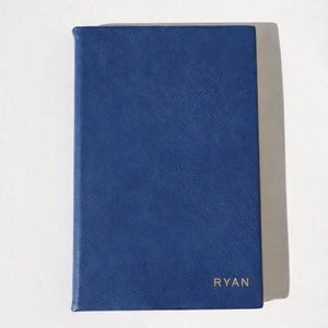 Personalized Monogrammed Journal Notebook Custom Vegan Leather Writing Journal Embossed Name Leather Notebook Christmas Gift Idea for Him Blue Notebook