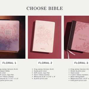 Personalized Pink Bible Christian Gift for Her Boho Flower KJV Bible with Name for Women Faux Leather Bible Custom English Holy Bible Gift image 5
