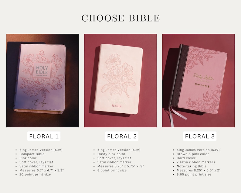 Personalized Pink Bible Christian Gift for Her Boho Flower KJV Bible with Name for Women Faux Leather Bible Custom English Holy Bible Gift image 5