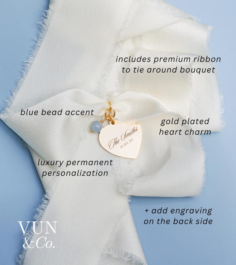 Personalized Bouquet Charm Gift for Bride Something Blue Gift Daughter Wedding Gift from Mom Wedding Bouquet Keepsake Charm Wedding Date