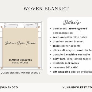 Name Custom Blanket Personalized Blanket for Adult Blanket Monogrammed Blanket Wedding Gift Housewarming Gift For Couple Boho Throw Blanket afbeelding 7