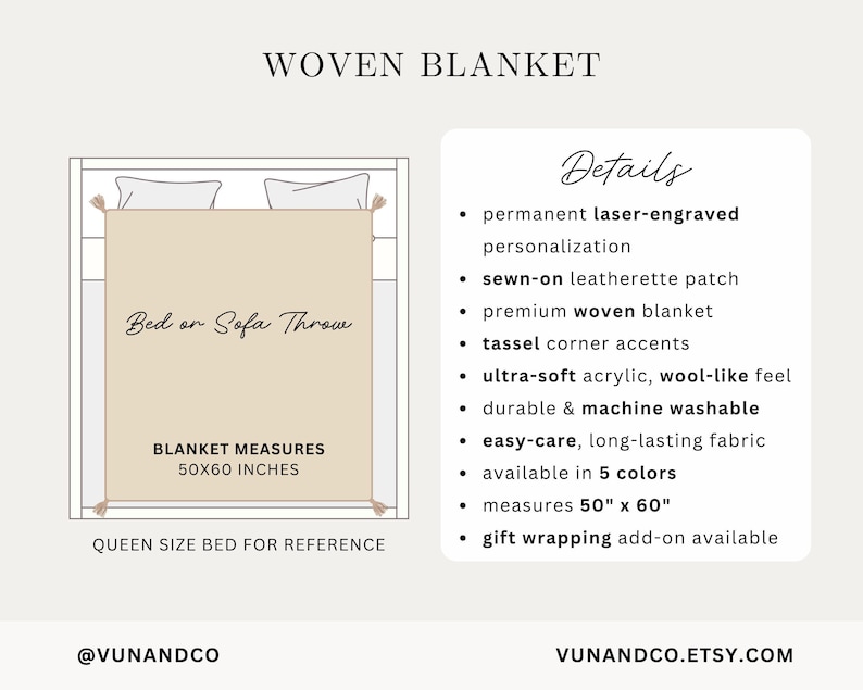 Name Custom Blanket Personalized Blanket for Adult Blanket Monogrammed Blanket Wedding Gift Housewarming Gift For Couple Boho Throw Blanket afbeelding 7