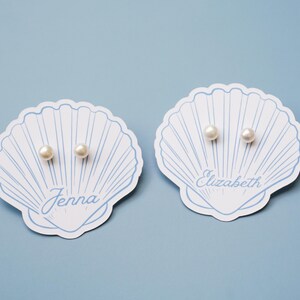Shell Bachelorette Bridal Party Favor Gift Pearl Earring for Bridesmaid Proposal Gift Box Filler Wedding Team Gift Idea for Wedding Party
