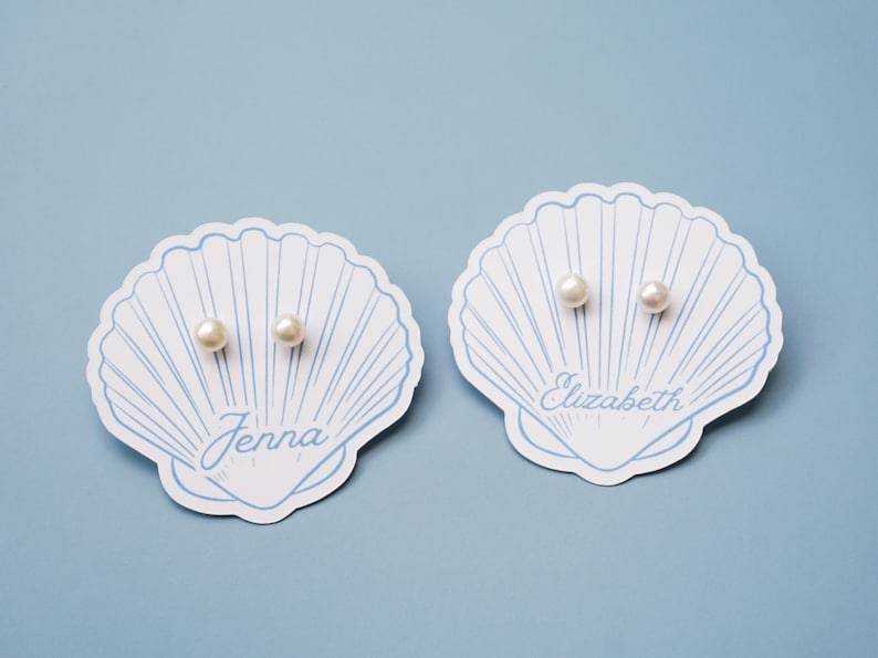 Shell Bachelorette Bridal Party Favor Gift Pearl Earring for Bridesmaid Proposal Gift Box Filler Wedding Team Gift Idea for Wedding Party