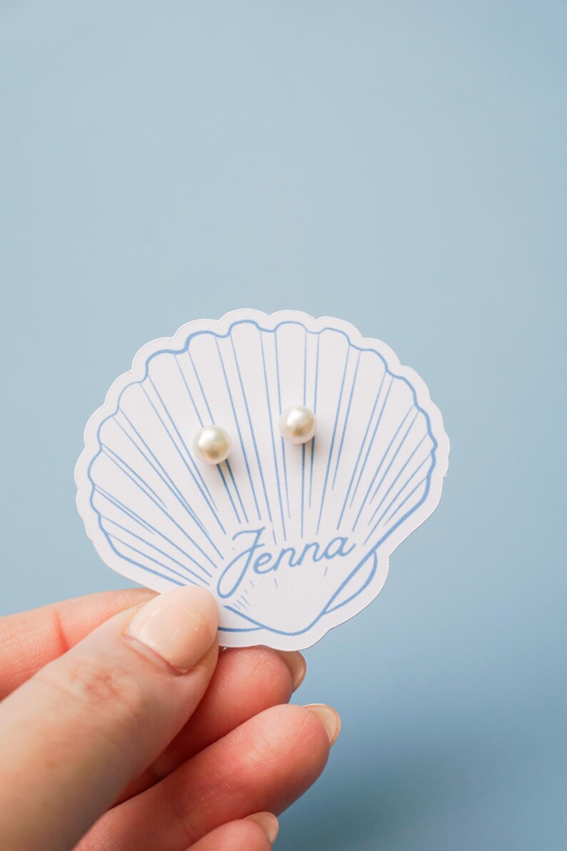 Shell Bachelorette Bridal Party Favor Gift Pearl Earring for Bridesmaid Proposal Gift Box Filler Wedding Team Gift Idea for Wedding Party