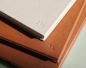 Personalized Monogrammed Journal Notebook Custom Vegan Leather Writing Journal Embossed Name Leather Notebook Christmas Gift Idea for Him
