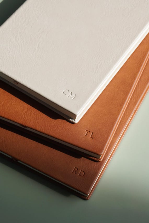 Personalized Monogrammed Journal Notebook Custom Vegan Leather Writing Journal Embossed Name Leather Notebook Christmas Gift Idea for Him