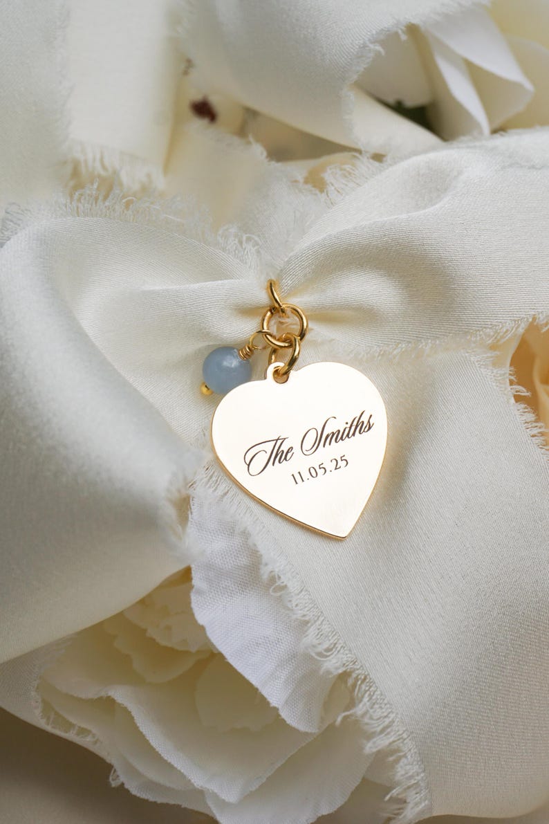 Personalized Bouquet Charm Gift for Bride Something Blue Gift Daughter Wedding Gift from Mom Wedding Bouquet Keepsake Charm Wedding Date