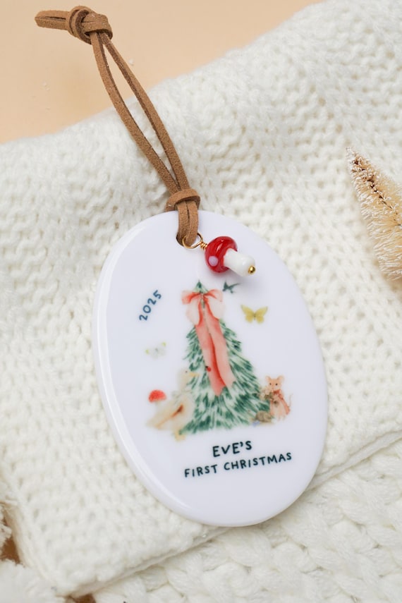 Woodland Baby Girl Ornament First Christmas 2025 New Baby Name Keepsake Gift Holiday Granddaughter 1st Christmas Gift Newborn Baby Shower