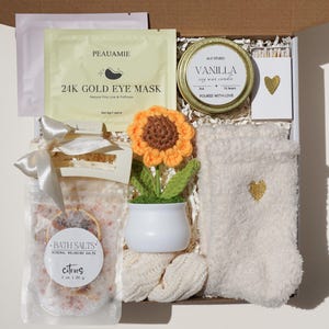 Sending Sunshine Gift Box for Women Birthday Gift Basket Spa Gift Box Get Well Gift for Her Sunflower Thinking of You Gift Self Care Gift