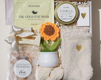 Sending Sunshine Gift Box for Women Birthday Gift Basket Spa Gift Box Get Well Gift for Her Sunflower Thinking of You Gift Self Care Gift