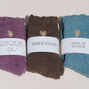 Junior Bridesmaid Sock Gift Bridal Party Gift Box Fuzzy Sock Gift Bridal Shower Favor Gif