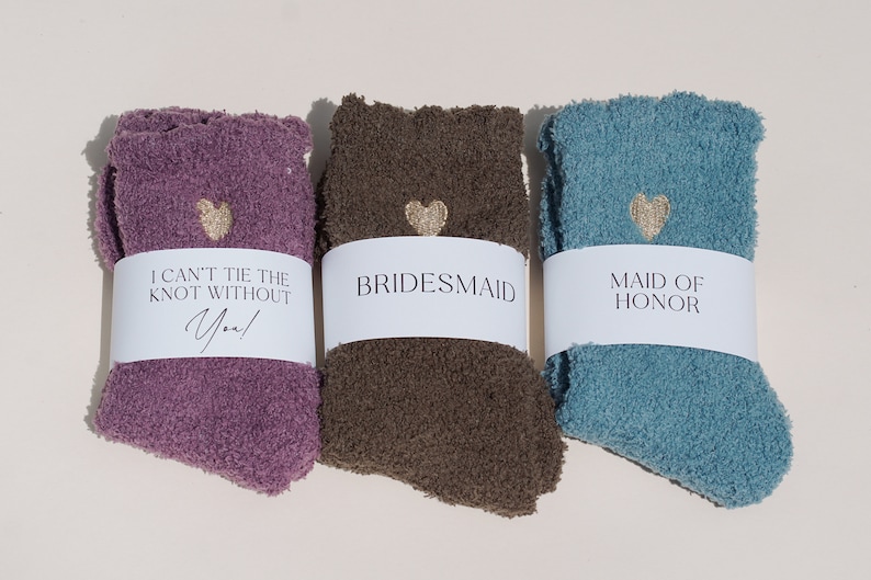 Junior Bridesmaid Sock Gift Bridal Party Gift Box Fuzzy Sock Gift Bridal Shower Favor Gif