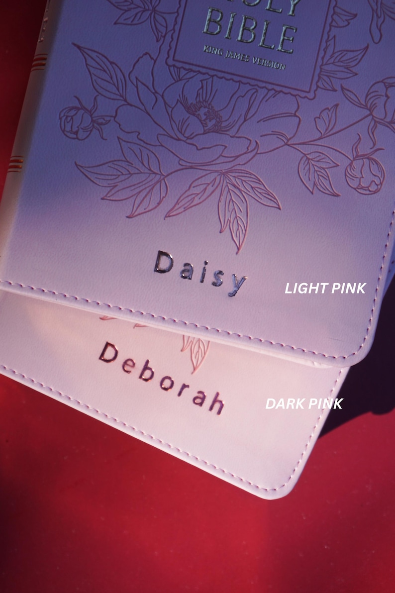 Personalized Pink Bible Christian Gift for Her Boho Flower KJV Bible with Name for Women Faux Leather Bible Custom English Holy Bible Gift
