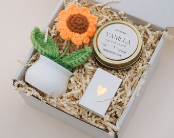 Sunflower Candle Gift Set Flower Gift for Mom Daughter to Mother Housewarming New Home Gift Set Realtor Closing Gift Basket Coworker Leaving