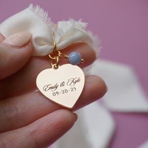 Personalized Bouquet Charm Gift for Bride Something Blue Gift Daughter Wedding Gift from Mom Wedding Bouquet Keepsake Charm Wedding Date